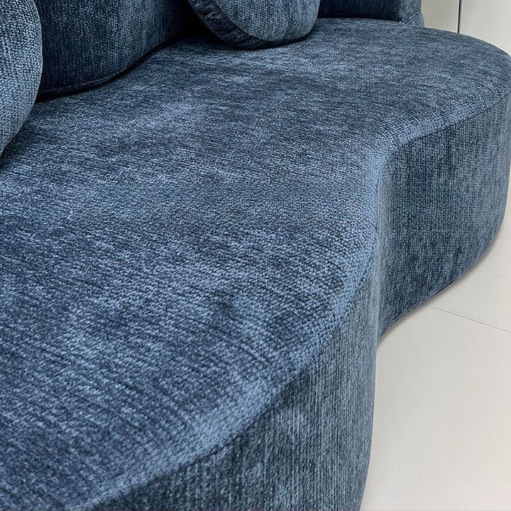 Contemporary Scandinavian Chenille Upholstery High-Resilience Foam Convertible Foldable Sofa Bed - U-Shaped Modular Compressed Loveseat Sofa For Living Room