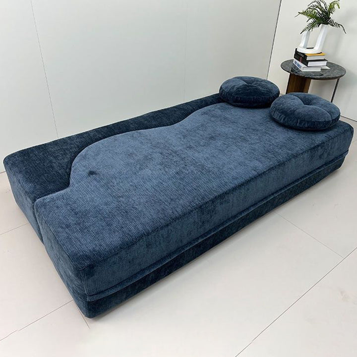 Contemporary Scandinavian Chenille Upholstery High-Resilience Foam Convertible Foldable Sofa Bed - U-Shaped Modular Compressed Loveseat Sofa For Living Room