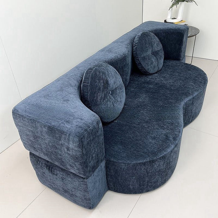 Contemporary Scandinavian Chenille Upholstery High-Resilience Foam Convertible Foldable Sofa Bed - U-Shaped Modular Compressed Loveseat Sofa For Living Room