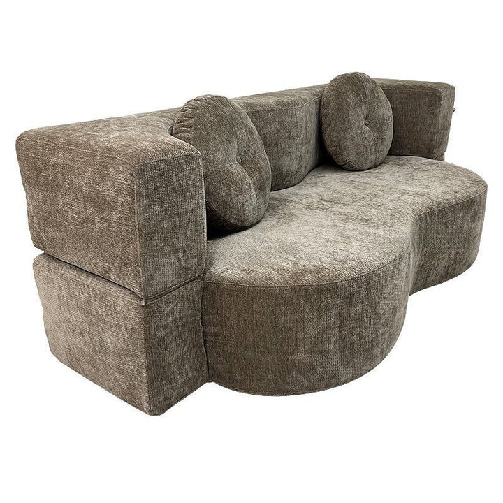 Contemporary Scandinavian Chenille Upholstery High-Resilience Foam Convertible Foldable Sofa Bed - U-Shaped Modular Compressed Loveseat Sofa For Living Room