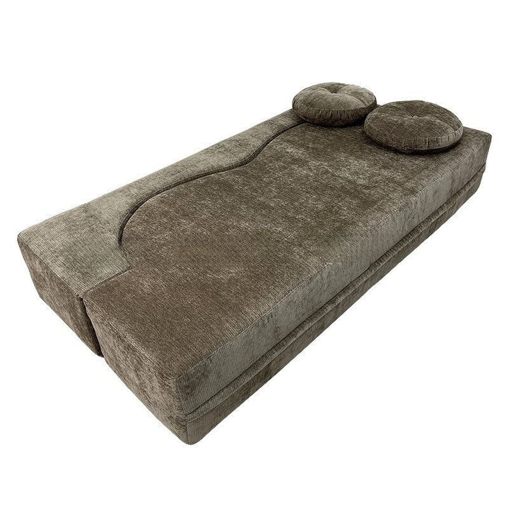 Contemporary Scandinavian Chenille Upholstery High-Resilience Foam Convertible Foldable Sofa Bed - U-Shaped Modular Compressed Loveseat Sofa For Living Room