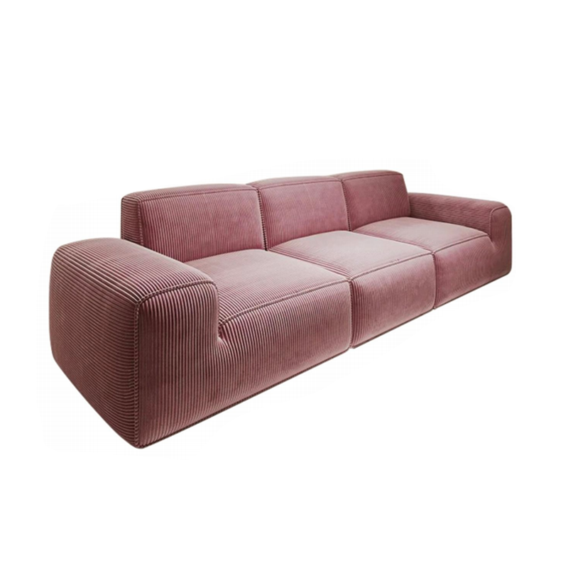 Contemporary Scandinavian High-Resilience Foam Fabric Compressed Modular Sofa - Rectangular Low-Profile Wide Seat Couch Space-Saving For Living Room