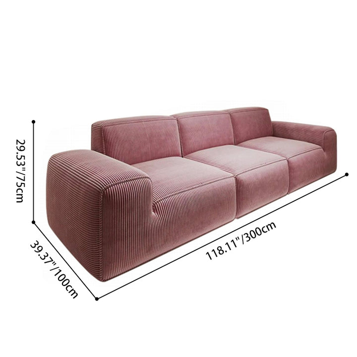 Contemporary Scandinavian High-Resilience Foam Fabric Compressed Modular Sofa - Rectangular Low-Profile Wide Seat Couch Space-Saving For Living Room