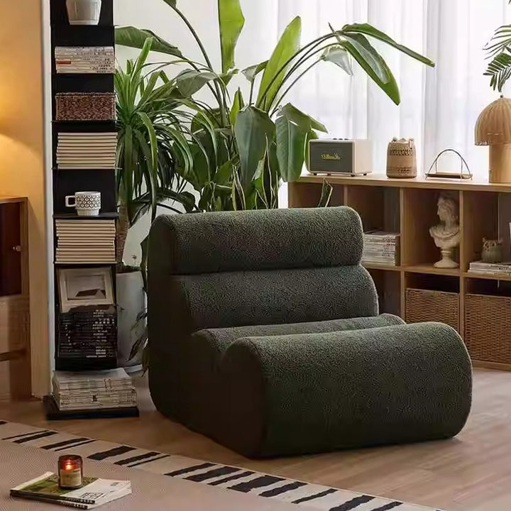 Chaise d’appoint contemporaine nordique en laine d’agneau, dossier nuage à colonne ondulée, sans accoudoirs, pour salon 