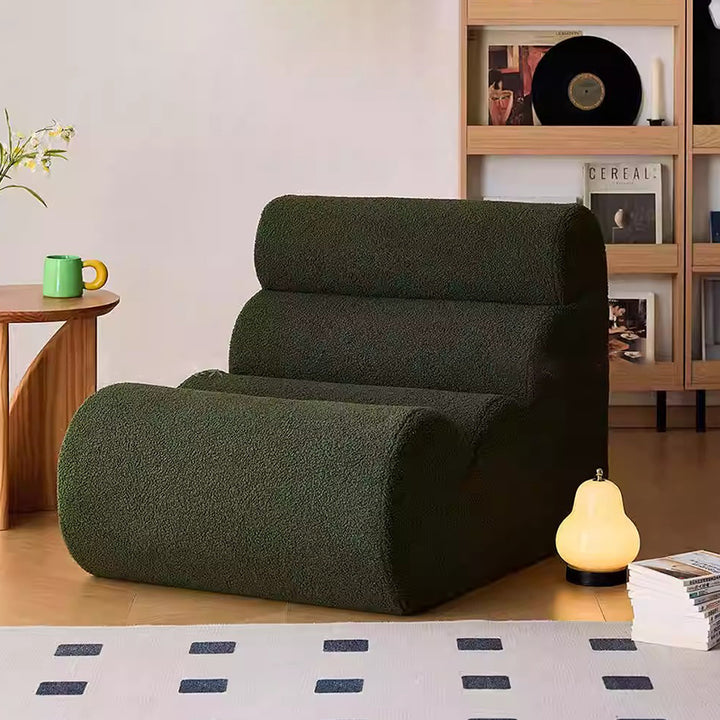 Chaise d’appoint contemporaine nordique en laine d’agneau, dossier nuage à colonne ondulée, sans accoudoirs, pour salon 