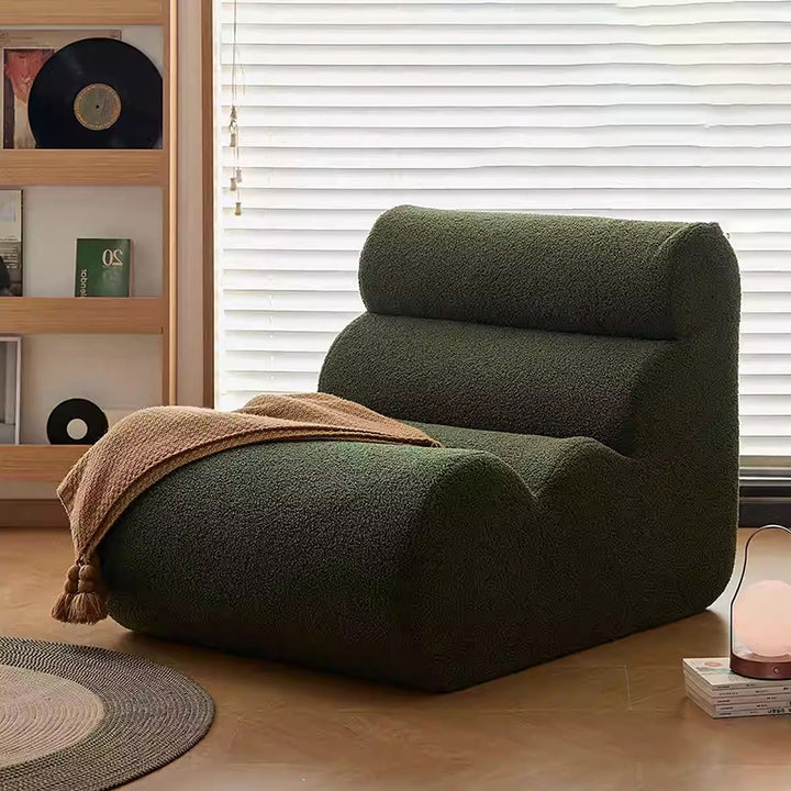 Chaise d’appoint contemporaine nordique en laine d’agneau, dossier nuage à colonne ondulée, sans accoudoirs, pour salon 