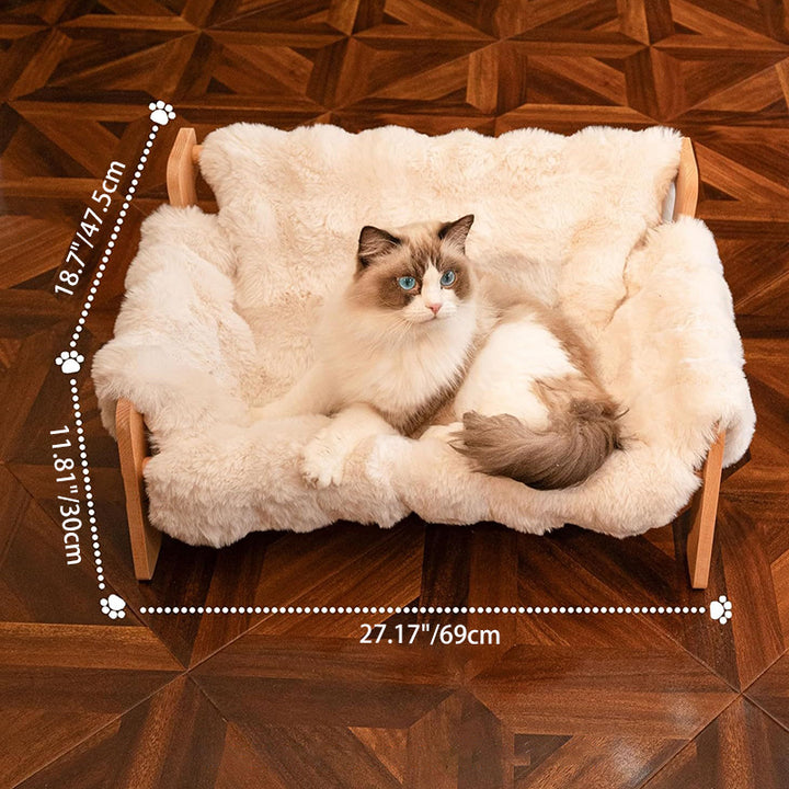 Modern Minimalist Rectangular Pine Wood Bubble Velvet Fabric Cat Bed Backrest Armrest For Bedroom