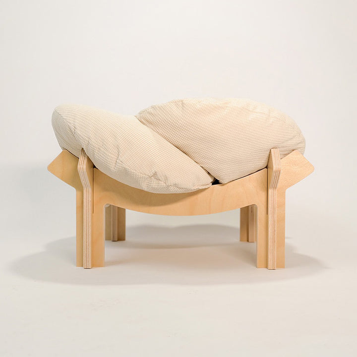 Modern Minimalist Floral-Shaped Curved Multi-Layer Plywood Velvet Cat Bed 4-Leg For Bedroom