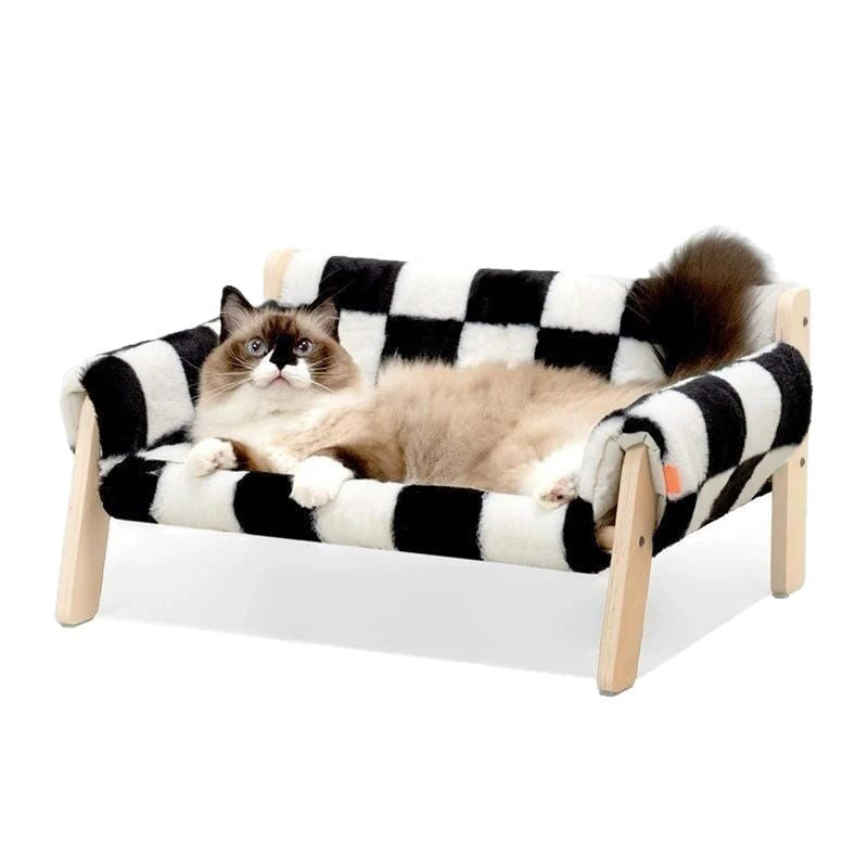 Modern Minimalist Rectangular Pine Plywood Velvet Cat Bed Backrest Armrest For Bedroom