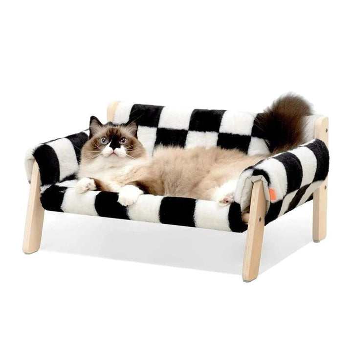 Modern Minimalist Rectangular Pine Plywood Velvet Cat Bed Backrest Armrest For Bedroom