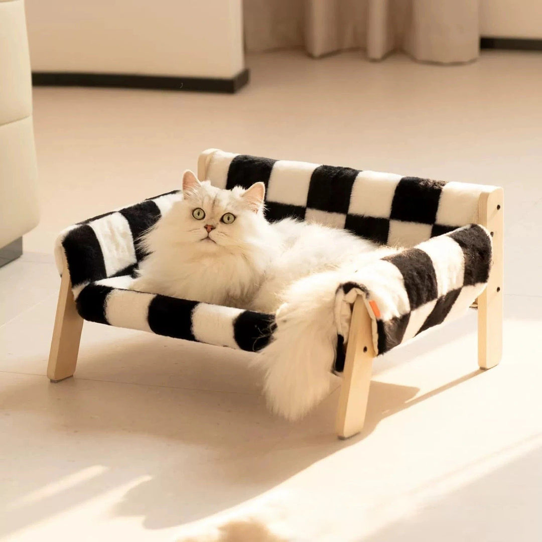 Modern Minimalist Rectangular Pine Plywood Velvet Cat Bed Backrest Armrest For Bedroom