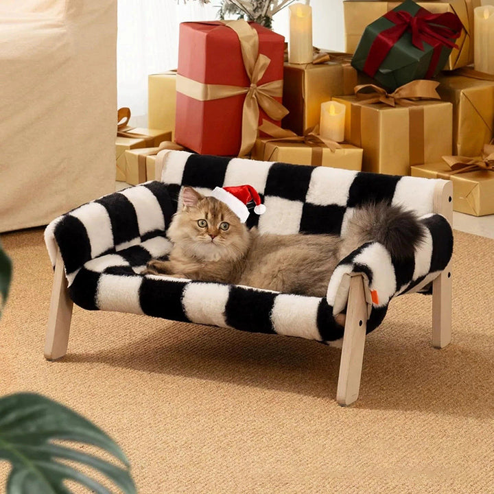 Modern Minimalist Rectangular Pine Plywood Velvet Cat Bed Backrest Armrest For Bedroom