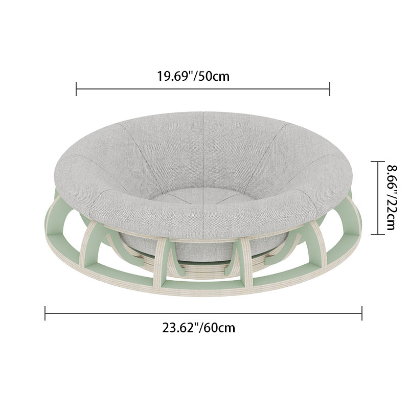 Lit pour chat cylindrique rond gyroscope minimaliste moderne en contreplaqué multicouche et tissu pour chambre à coucher 