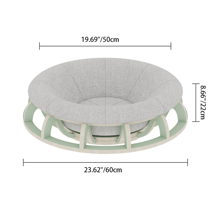 Lit pour chat cylindrique rond gyroscope minimaliste moderne en contreplaqué multicouche et tissu pour chambre à coucher 