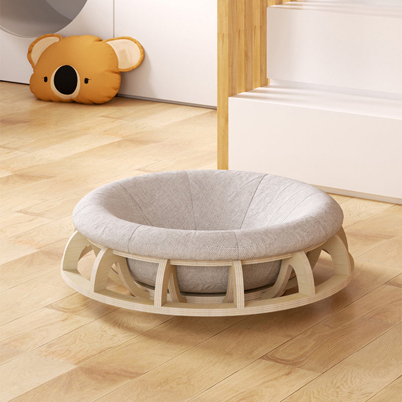 Lit pour chat cylindrique rond gyroscope minimaliste moderne en contreplaqué multicouche et tissu pour chambre à coucher 