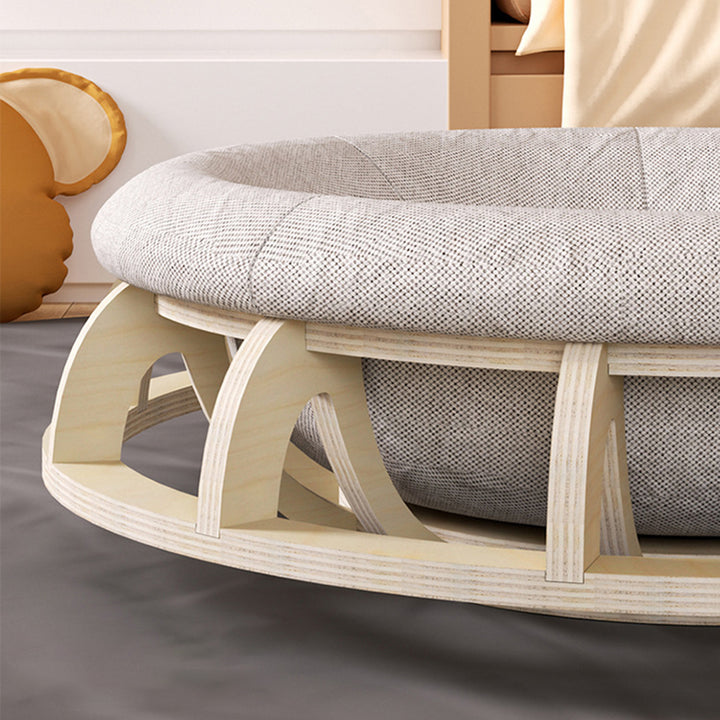 Lit pour chat cylindrique rond gyroscope minimaliste moderne en contreplaqué multicouche et tissu pour chambre à coucher 
