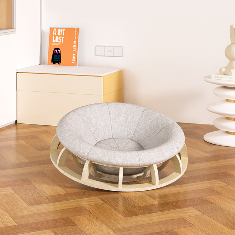 Lit pour chat cylindrique rond gyroscope minimaliste moderne en contreplaqué multicouche et tissu pour chambre à coucher 