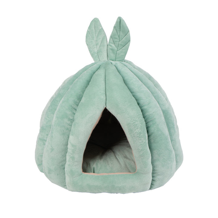 Zeitgenössisches kreatives kürbisförmiges Hasenohr-Design Samt Anti-Rutsch-Punktstoff Katzenbett für das Schlafzimmer 