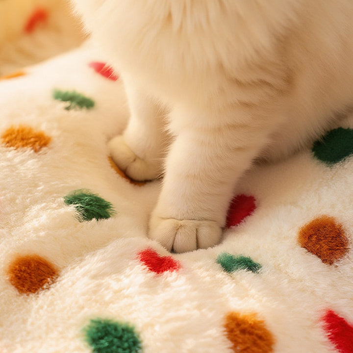 Lit pour chat contemporain créatif en velours cylindrique antidérapant en tissu à pois avec poignée pour chambre 