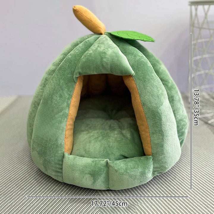 Nid pour chien et chat en tissu velours antidérapant à pois, de style contemporain créatif, sphérique, en forme de citrouille, yourte mongole, pour chambre à coucher 