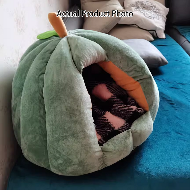 Nid pour chien et chat en tissu velours antidérapant à pois, de style contemporain créatif, sphérique, en forme de citrouille, yourte mongole, pour chambre à coucher 
