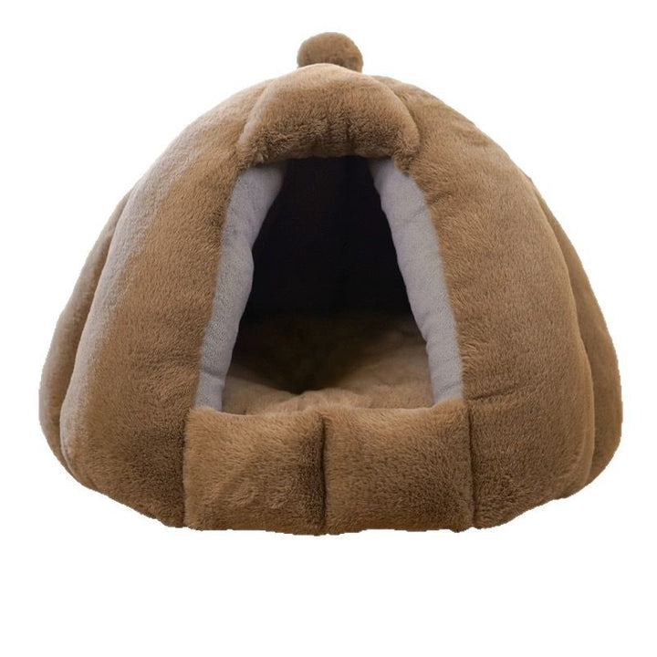 Nid pour chien et chat en tissu velours antidérapant à pois, de style contemporain créatif, sphérique, en forme de citrouille, yourte mongole, pour chambre à coucher 