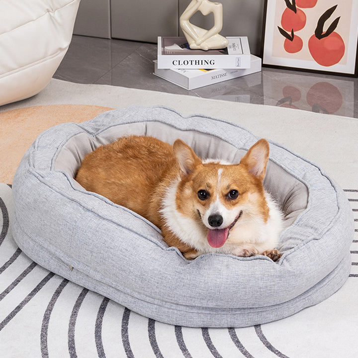 Modern Minimalist Oval Cylindrical Velvet Cotton-Linen Anti-Slip Dotted Fabric Cat Bed &amp; Dog Bed For Bedroom