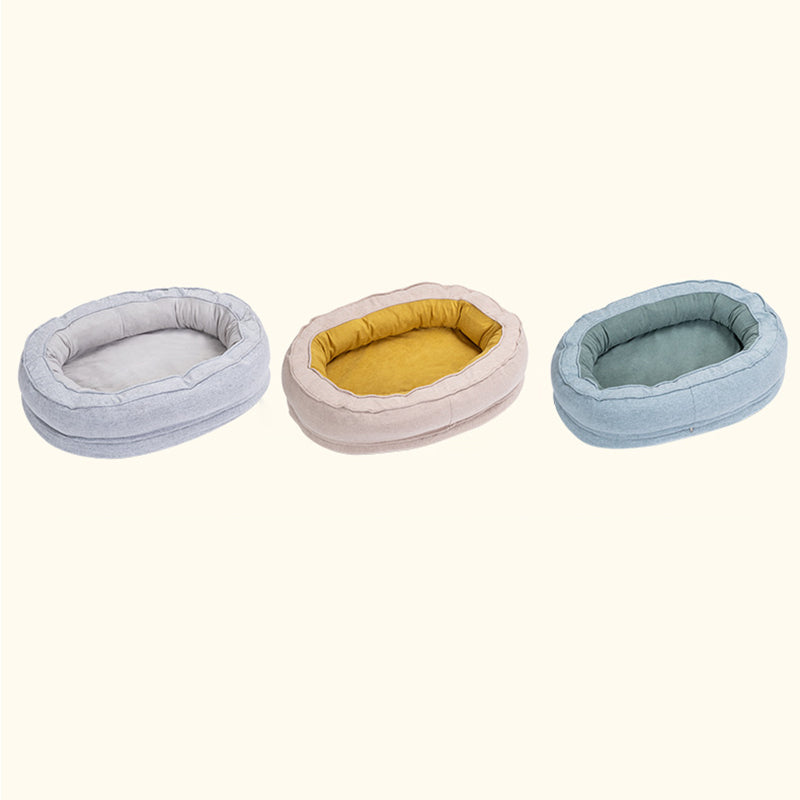 Modern Minimalist Oval Cylindrical Velvet Cotton-Linen Anti-Slip Dotted Fabric Cat Bed &amp; Dog Bed For Bedroom