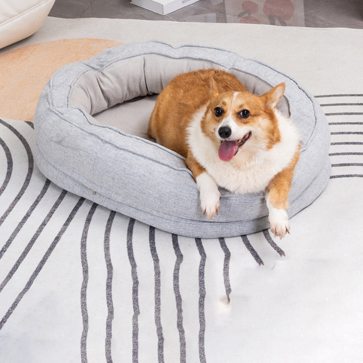 Modern Minimalist Oval Cylindrical Velvet Cotton-Linen Anti-Slip Dotted Fabric Cat Bed &amp; Dog Bed For Bedroom