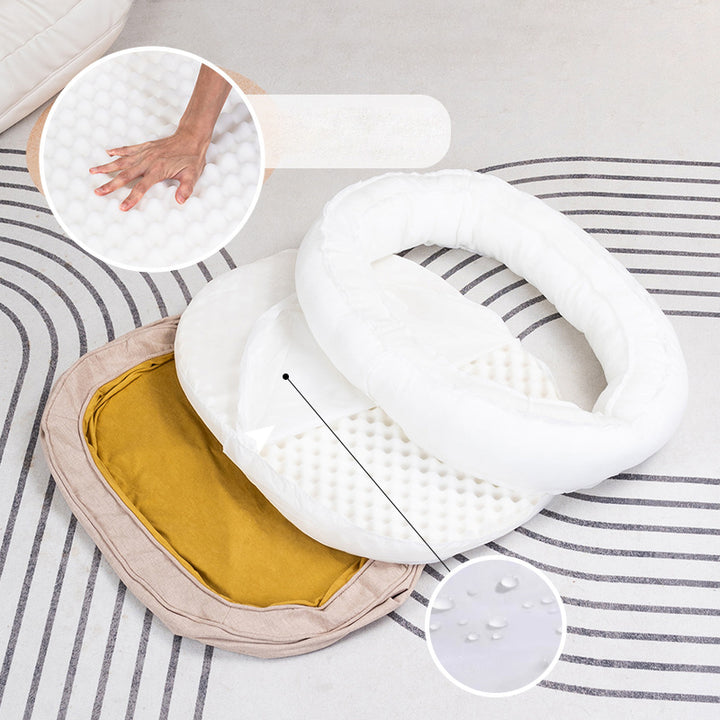 Modern Minimalist Oval Cylindrical Velvet Cotton-Linen Anti-Slip Dotted Fabric Cat Bed &amp; Dog Bed For Bedroom