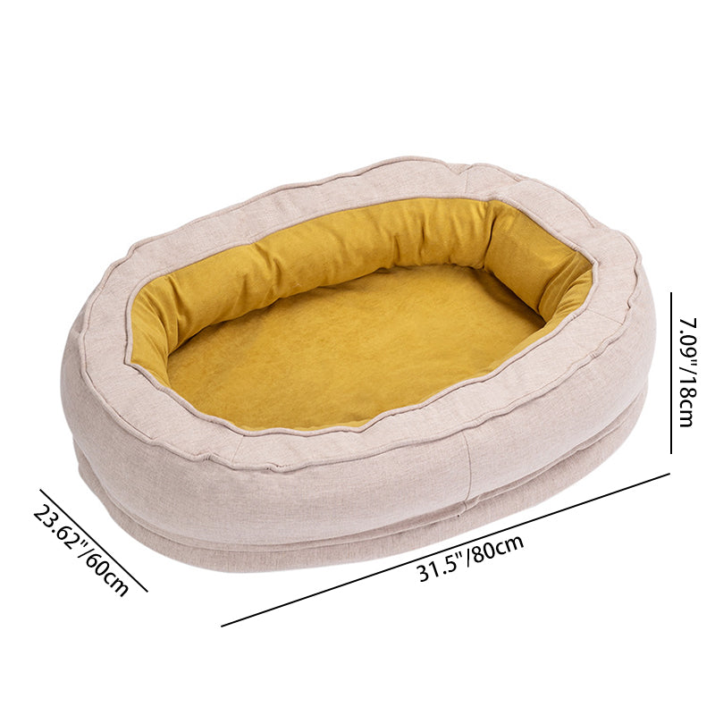 Modern Minimalist Oval Cylindrical Velvet Cotton-Linen Anti-Slip Dotted Fabric Cat Bed &amp; Dog Bed For Bedroom
