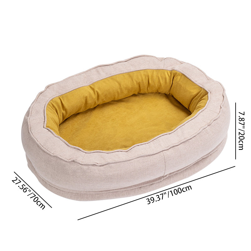 Modern Minimalist Oval Cylindrical Velvet Cotton-Linen Anti-Slip Dotted Fabric Cat Bed &amp; Dog Bed For Bedroom