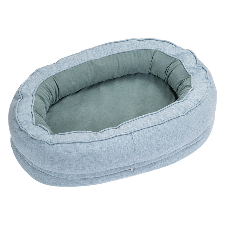 Modern Minimalist Oval Cylindrical Velvet Cotton-Linen Anti-Slip Dotted Fabric Cat Bed &amp; Dog Bed For Bedroom