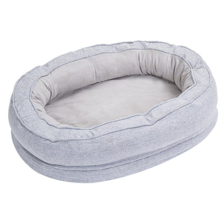 Modern Minimalist Oval Cylindrical Velvet Cotton-Linen Anti-Slip Dotted Fabric Cat Bed &amp; Dog Bed For Bedroom