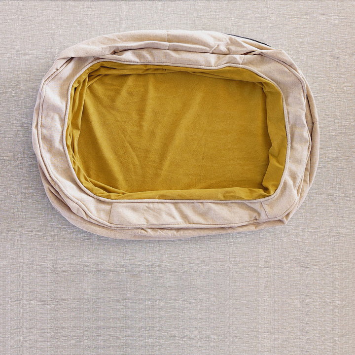 Modern Minimalist Oval Cylindrical Velvet Cotton-Linen Anti-Slip Dotted Fabric Cat Bed &amp; Dog Bed For Bedroom