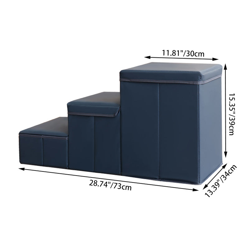 Modern Minimalist Rectangular Stair Steps Synthetic Fabric Medium Density Fiberboard Oxford Fabric Cat Bed Dog Bed 2-Storage For Bedroom