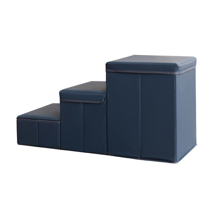 Modern Minimalist Rectangular Stair Steps Synthetic Fabric Medium Density Fiberboard Oxford Fabric Cat Bed Dog Bed 2-Storage For Bedroom