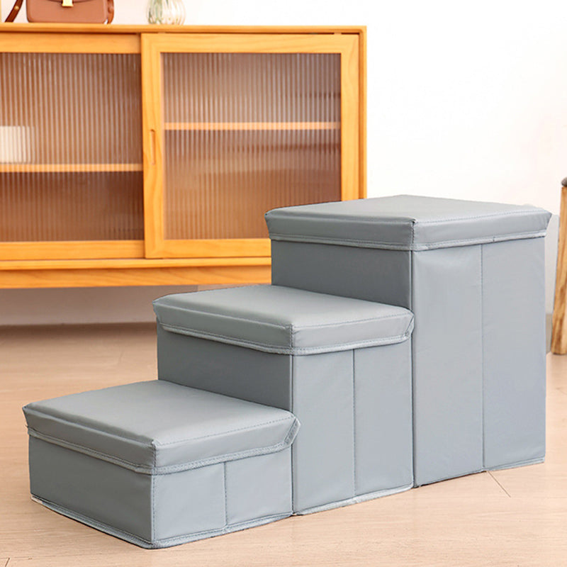 Modern Minimalist Rectangular Stair Steps Synthetic Fabric Medium Density Fiberboard Oxford Fabric Cat Bed Dog Bed 2-Storage For Bedroom