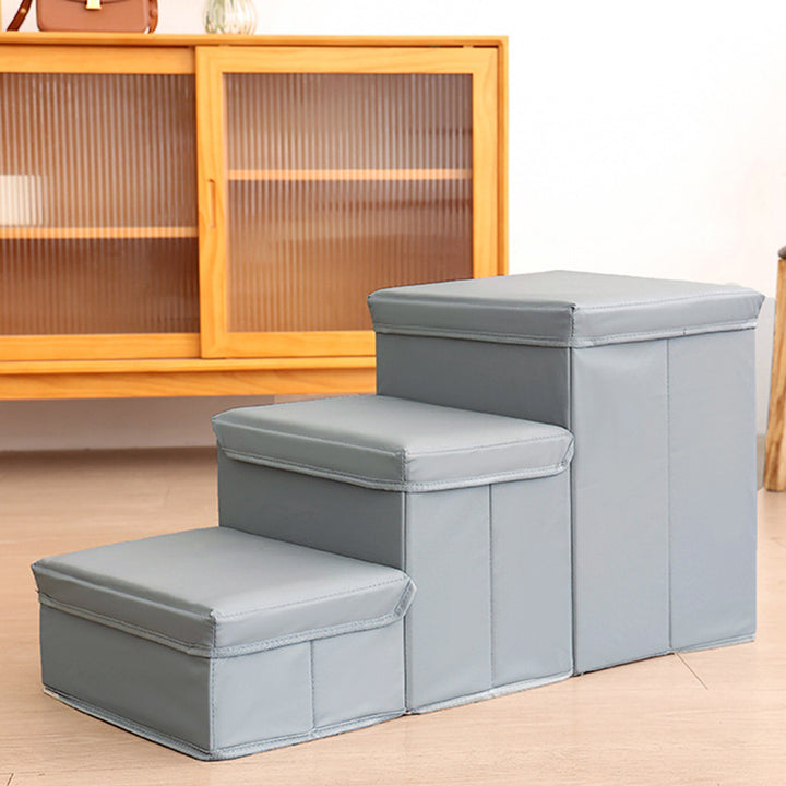 Modern Minimalist Rectangular Stair Steps Synthetic Fabric Medium Density Fiberboard Oxford Fabric Cat Bed Dog Bed 2-Storage For Bedroom