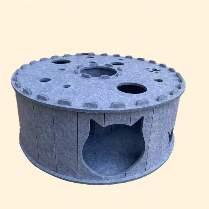 Lit pour chat en feutre en forme de tunnel, design poreux cylindrique en forme de beignet, créatif et contemporain, pour chambre à coucher 
