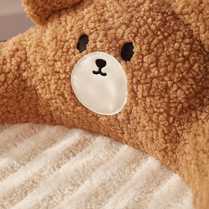 Diseño de oso redondo creativo contemporáneo de felpa de oso de peluche antideslizante con puntos de tela Oxford cama de gato para dormitorio 
