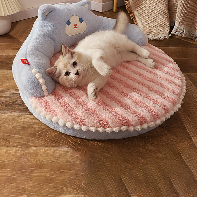 Diseño de oso redondo creativo contemporáneo de felpa de oso de peluche antideslizante con puntos de tela Oxford cama de gato para dormitorio 