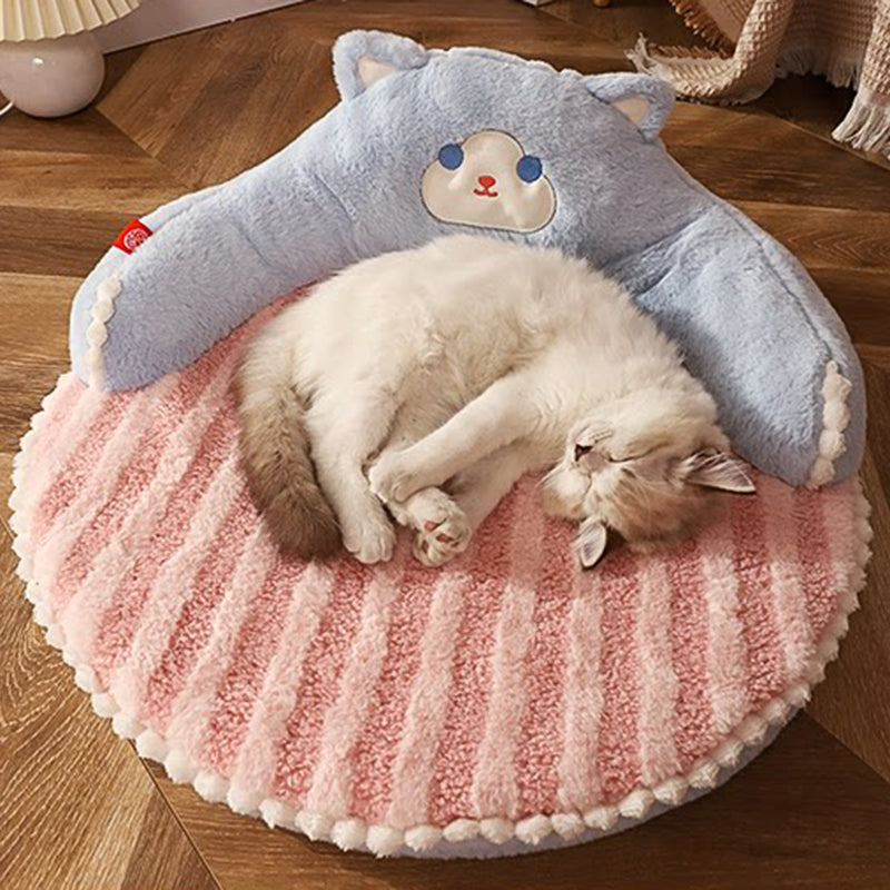 Diseño de oso redondo creativo contemporáneo de felpa de oso de peluche antideslizante con puntos de tela Oxford cama de gato para dormitorio 