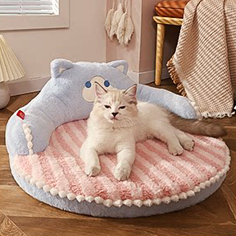 Diseño de oso redondo creativo contemporáneo de felpa de oso de peluche antideslizante con puntos de tela Oxford cama de gato para dormitorio 