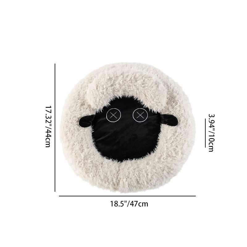Zeitgenössisches kreatives rundes Lamm-Design Plüsch Anti-Rutsch gepunktetes Stoff-Katzenbett mit Spielzeugball für das Schlafzimmer 