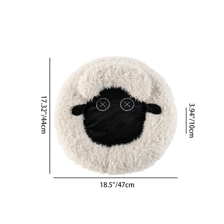 Zeitgenössisches kreatives rundes Lamm-Design Plüsch Anti-Rutsch gepunktetes Stoff-Katzenbett mit Spielzeugball für das Schlafzimmer 
