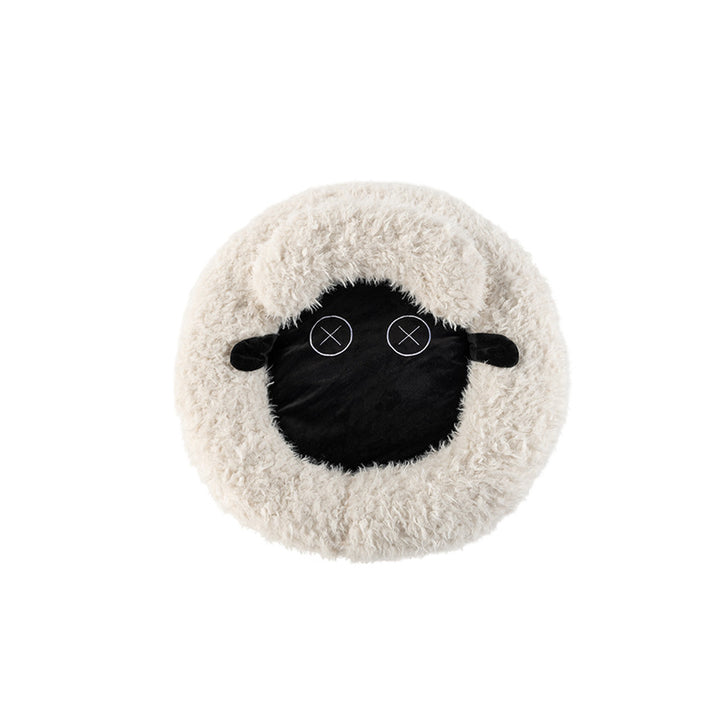 Zeitgenössisches kreatives rundes Lamm-Design Plüsch Anti-Rutsch gepunktetes Stoff-Katzenbett mit Spielzeugball für das Schlafzimmer 