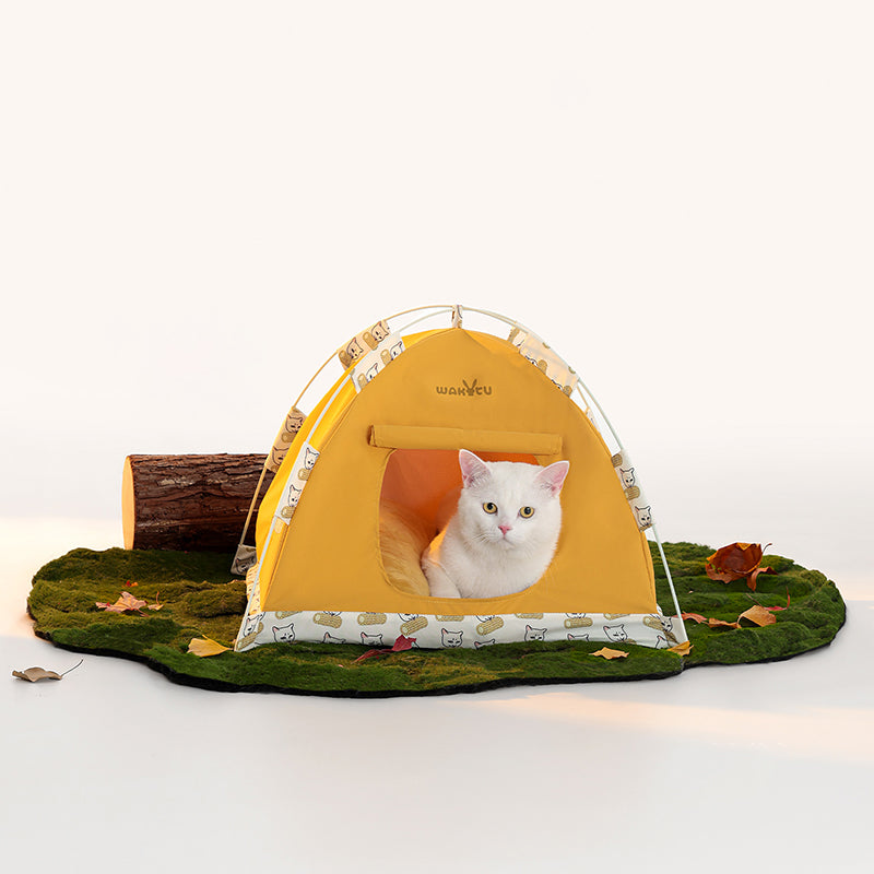 Zeitgenössisches kreatives halbrundes, faltbares Outdoor-Zelt aus Oxford-Gewebe, Glasfaser-Mesh-Gewebe, rutschfestem gepunktetem Stoff, Samt-Katzenbett, Hundebett für den Garten 