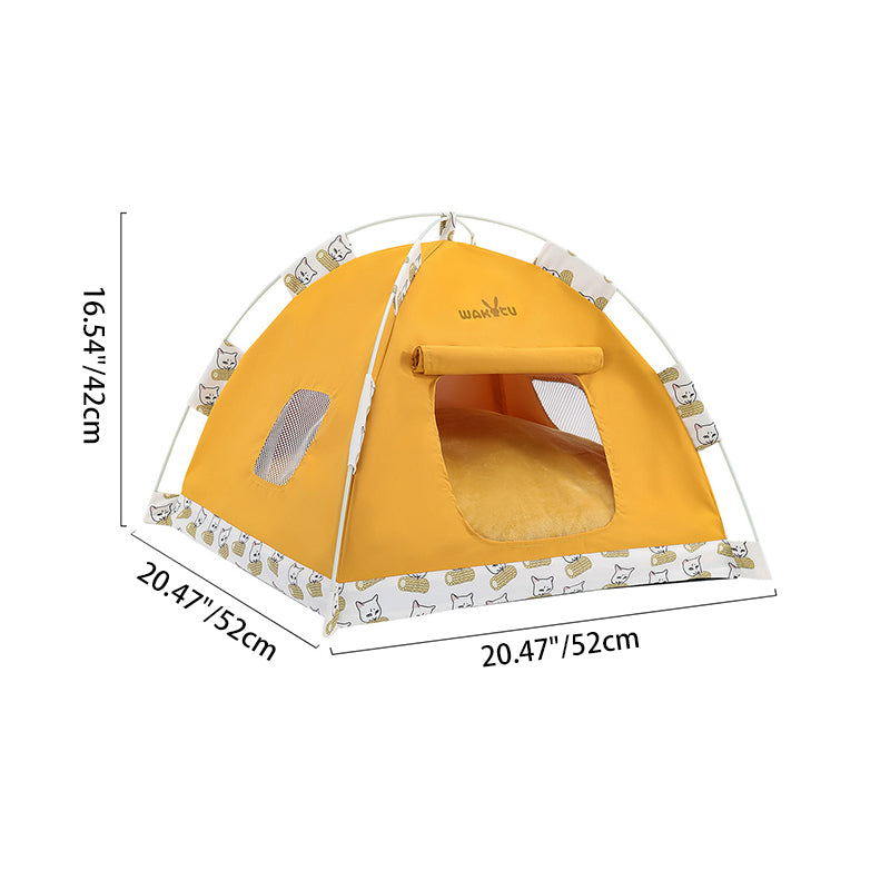 Zeitgenössisches kreatives halbrundes, faltbares Outdoor-Zelt aus Oxford-Gewebe, Glasfaser-Mesh-Gewebe, rutschfestem gepunktetem Stoff, Samt-Katzenbett, Hundebett für den Garten 