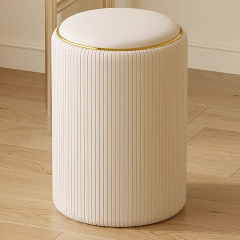 Moderner minimalistischer zylindrischer Stauraum-Schminkhocker aus Massivholz und PU-Leder, ohne Rückenlehne und Armlehnen, für das Schlafzimmer 